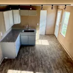 An internal tiny home view of the FSG living buildings MUPPS 12x24 structure in Abilene Texas.